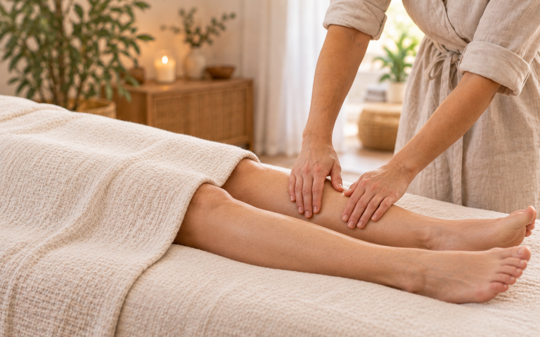 Drainage lymphatique manuel Vodder sur l’avant de la jambe